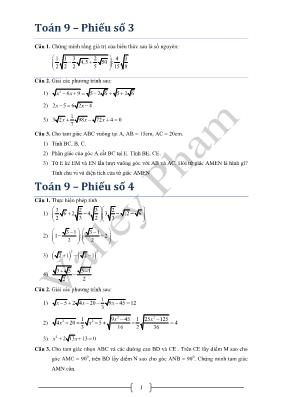 Toán 9  Phiếu số 3